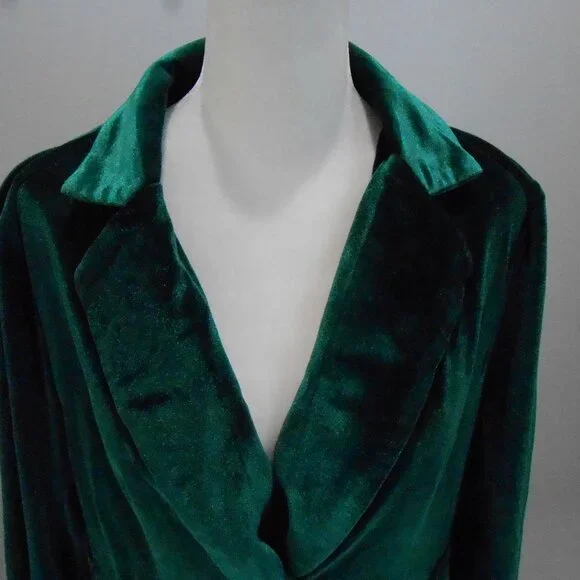 Women's Dark Green Velvet One Button Lapel Collared Blazer Slim Fit Jacket Sz-L? - Picture 7 of 7